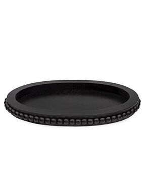 Wood Bead Decorative Serving Tray Black Farmhouse Coffee Table Centerpiece Oval